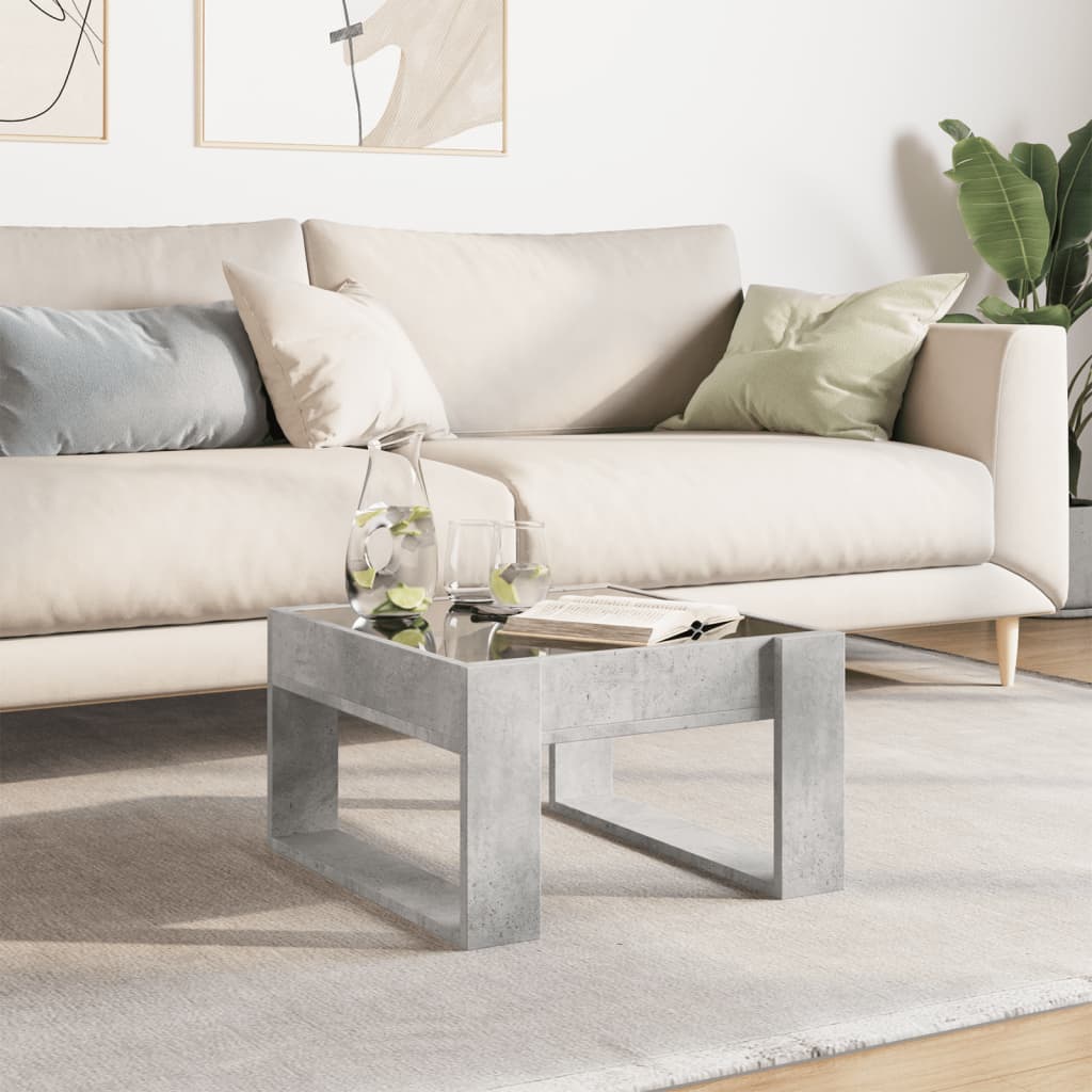 vidaXL Coffee Table with Infinity LED Concrete Grey 50x53x30 cm