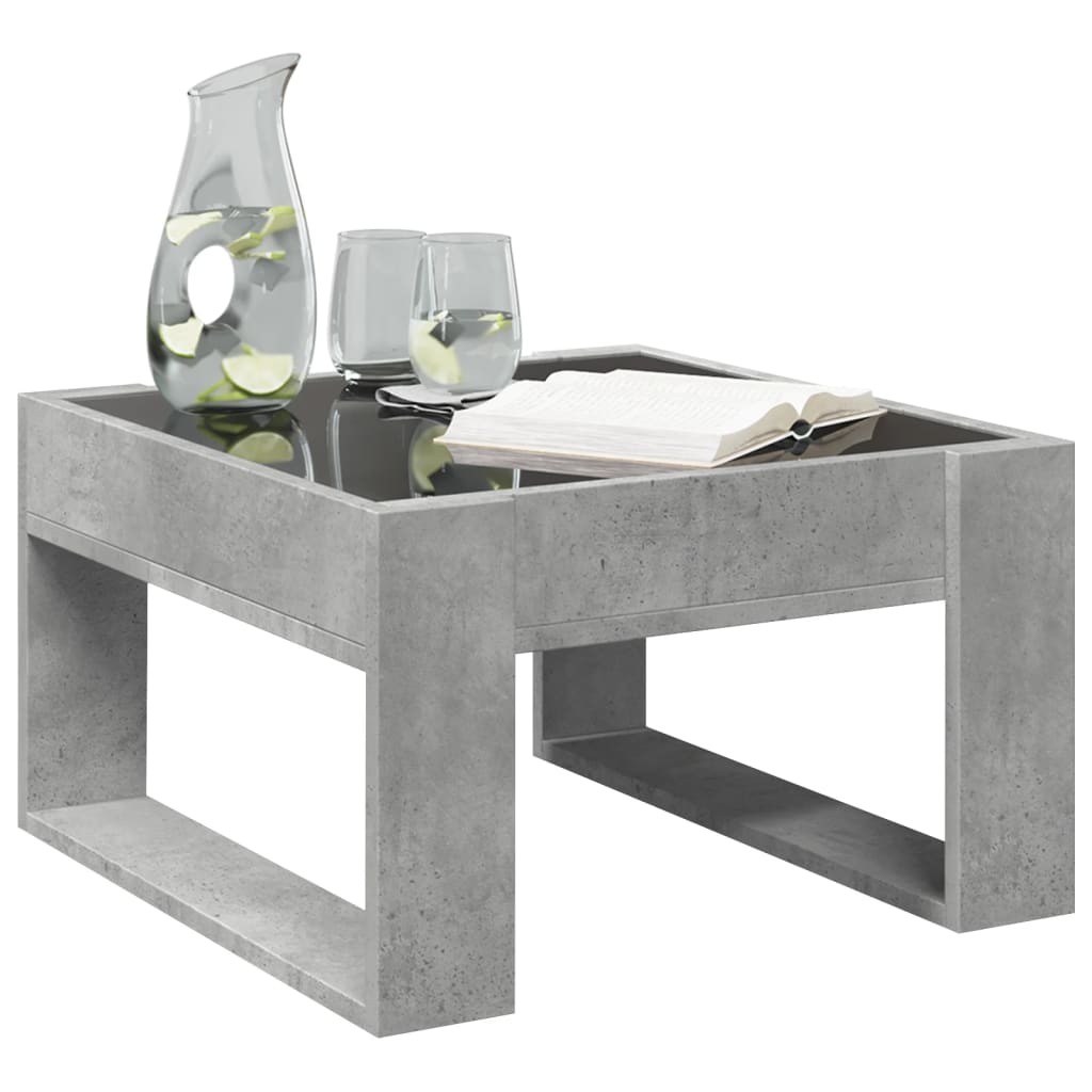 vidaXL Coffee Table with Infinity LED Concrete Grey 50x53x30 cm