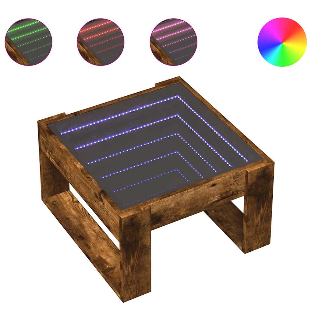 vidaXL Coffee Table with Infinity LED Smoked Oak 50x53x30 cm