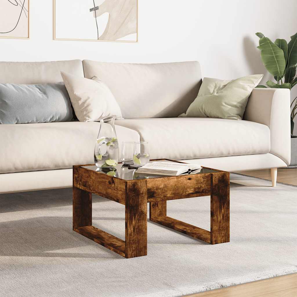 vidaXL Coffee Table with Infinity LED Smoked Oak 50x53x30 cm