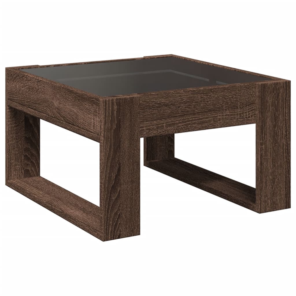 vidaXL Coffee Table with Infinity LED Brown Oak 50x53x30 cm