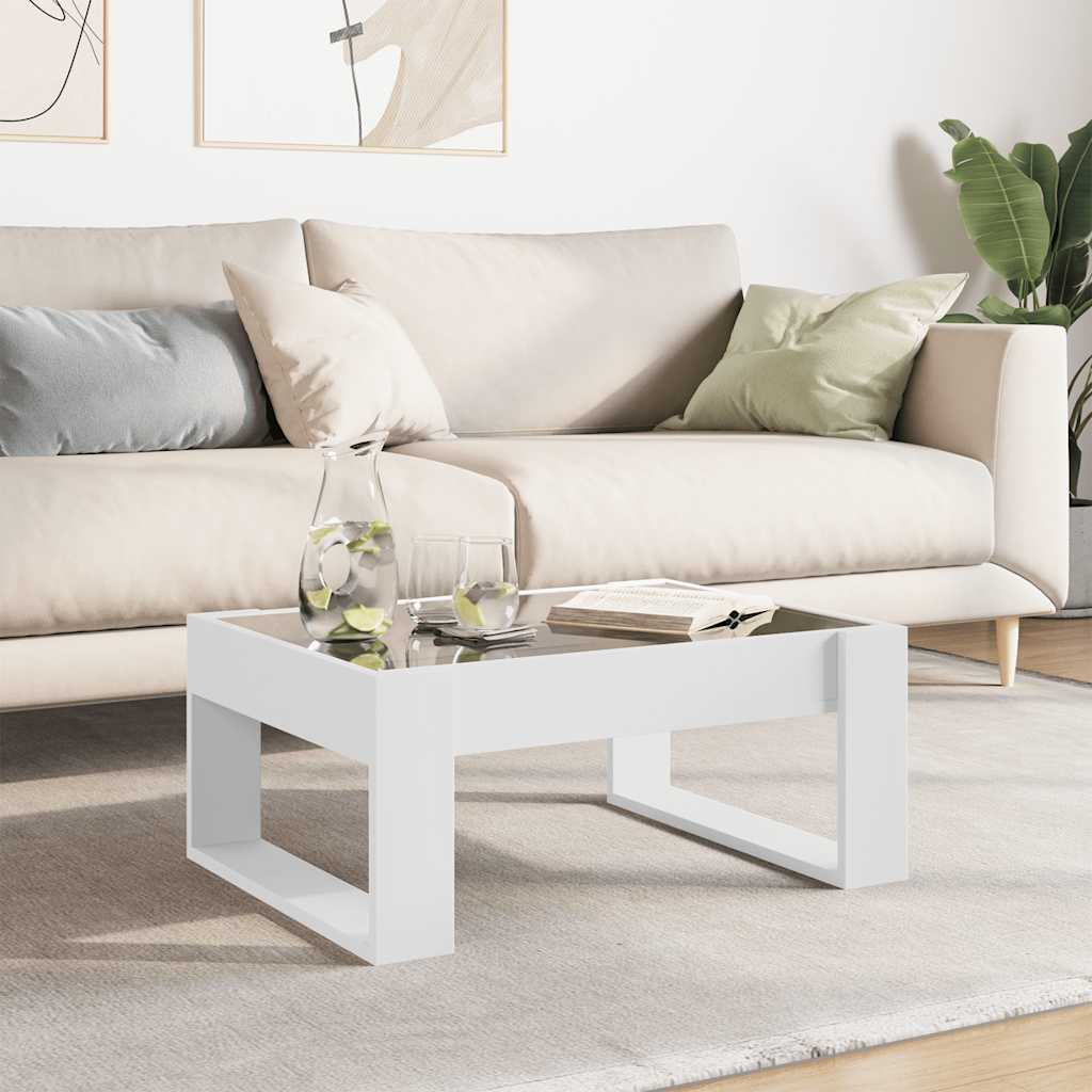 vidaXL Coffee Table with Infinity LED White 70x53x30 cm