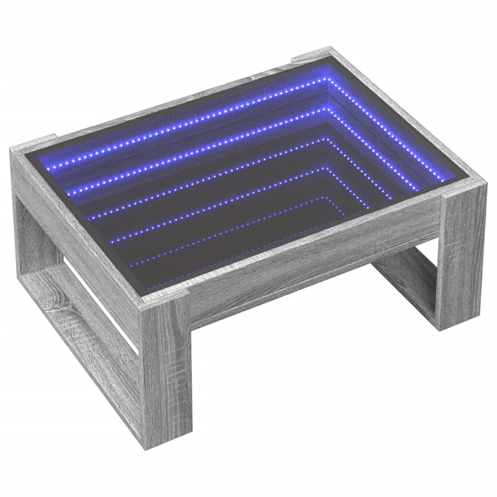vidaXL Coffee Table with Infinity LED Grey Sonoma 70x53x30 cm