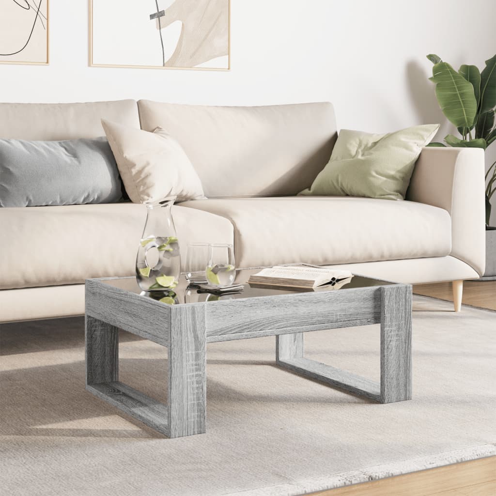 vidaXL Coffee Table with Infinity LED Grey Sonoma 70x53x30 cm