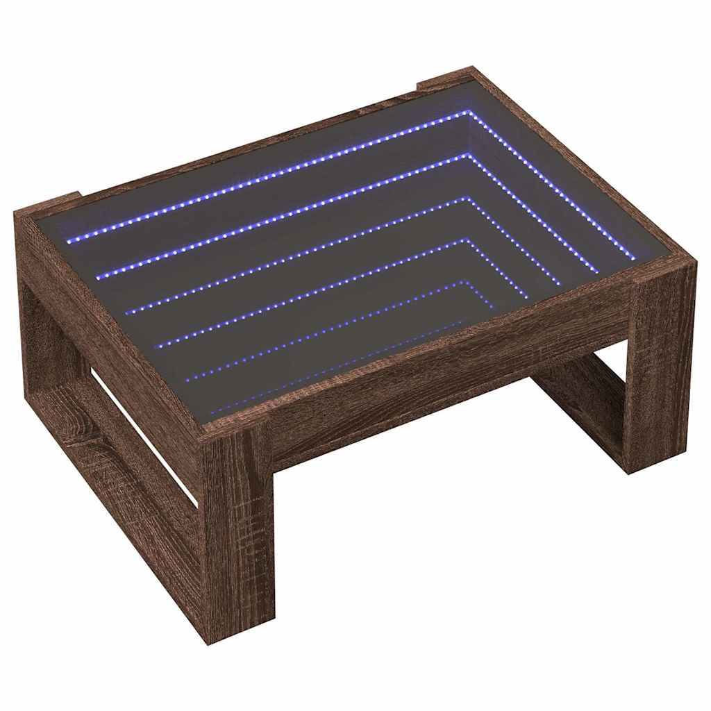 vidaXL Coffee Table with Infinity LED Brown Oak 70x53x30 cm