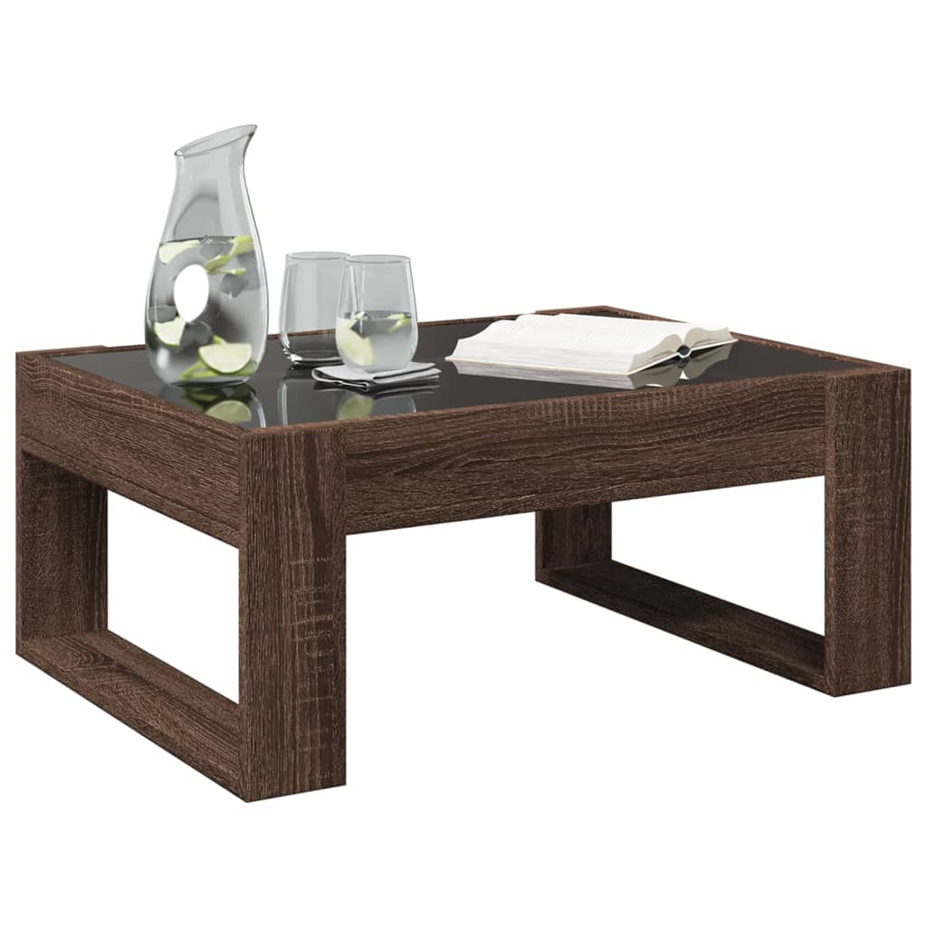 vidaXL Coffee Table with Infinity LED Brown Oak 70x53x30 cm
