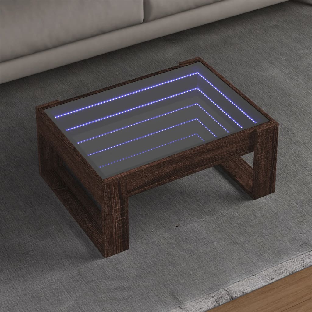 vidaXL Coffee Table with Infinity LED Brown Oak 70x53x30 cm