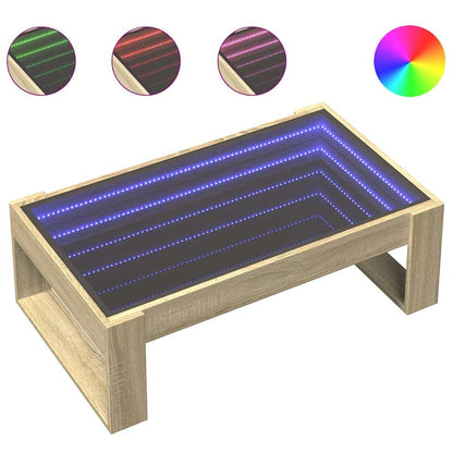 vidaXL Coffee Table with Infinity LED Sonoma Oak 90x53x30 cm