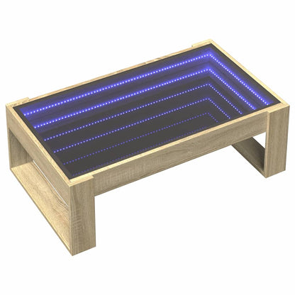 vidaXL Coffee Table with Infinity LED Sonoma Oak 90x53x30 cm