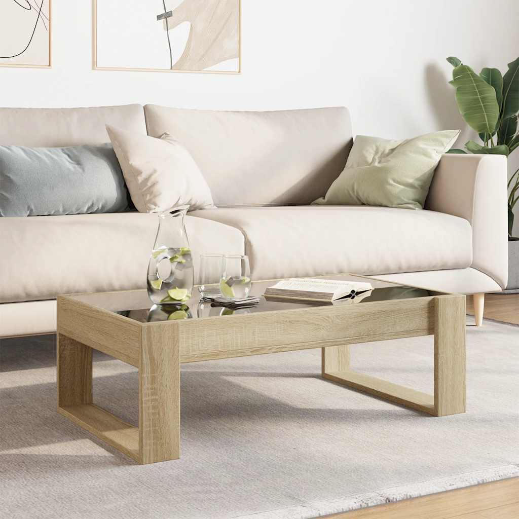 vidaXL Coffee Table with Infinity LED Sonoma Oak 90x53x30 cm