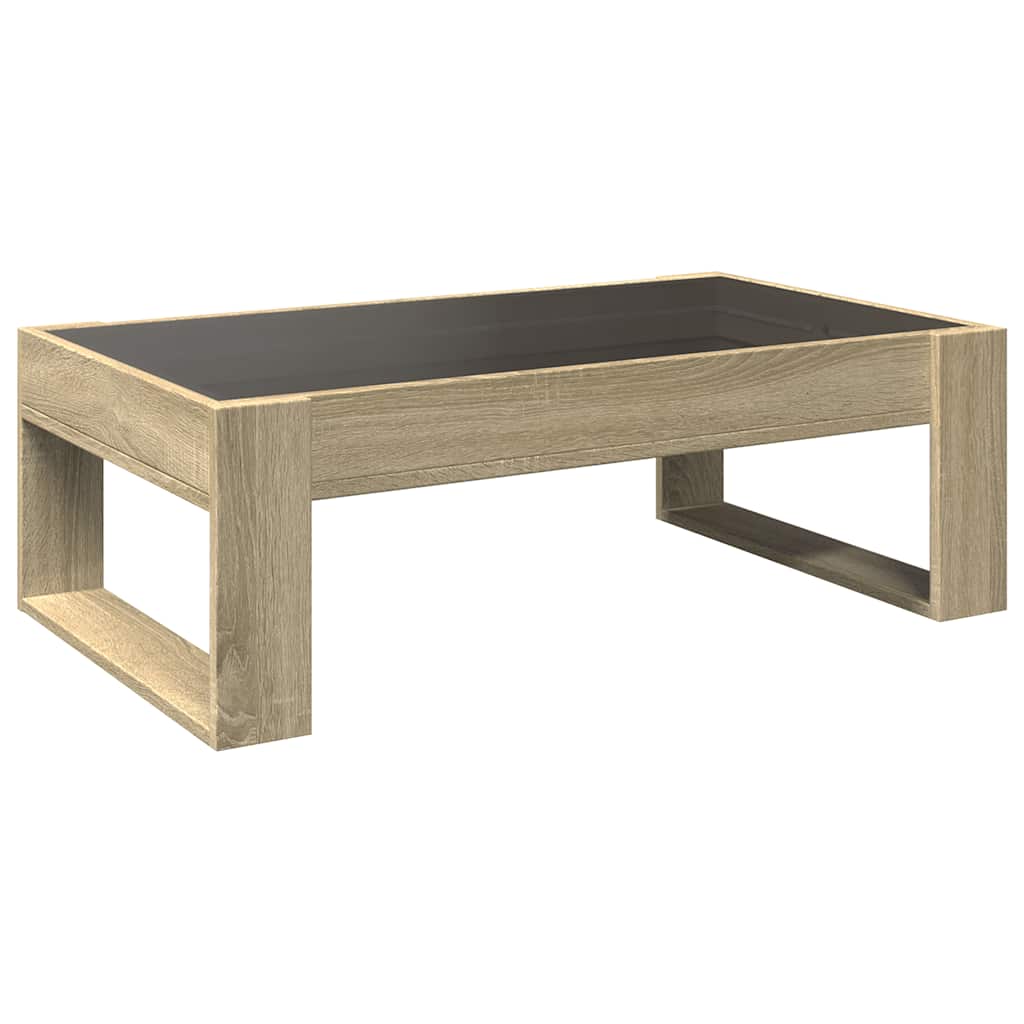vidaXL Coffee Table with Infinity LED Sonoma Oak 90x53x30 cm