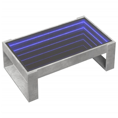 vidaXL Coffee Table with Infinity LED Concrete Grey 90x53x30 cm