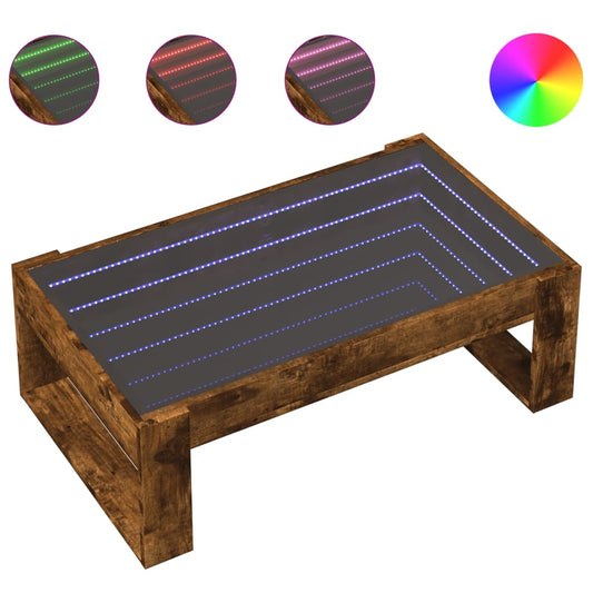 vidaXL Coffee Table with Infinity LED Smoked Oak 90x53x30 cm