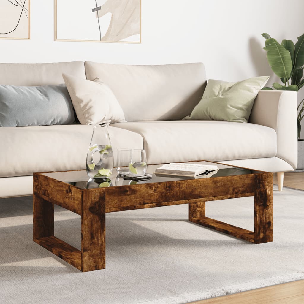 vidaXL Coffee Table with Infinity LED Smoked Oak 90x53x30 cm