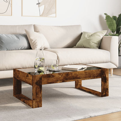 vidaXL Coffee Table with Infinity LED Smoked Oak 90x53x30 cm