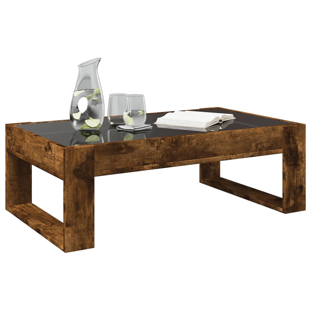 vidaXL Coffee Table with Infinity LED Smoked Oak 90x53x30 cm