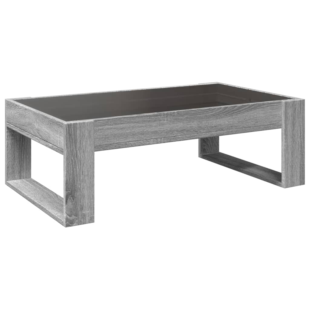 vidaXL Coffee Table with Infinity LED Grey Sonoma 90x53x30 cm