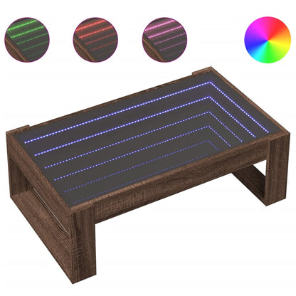 vidaXL Coffee Table with Infinity LED Brown Oak 90x53x30 cm