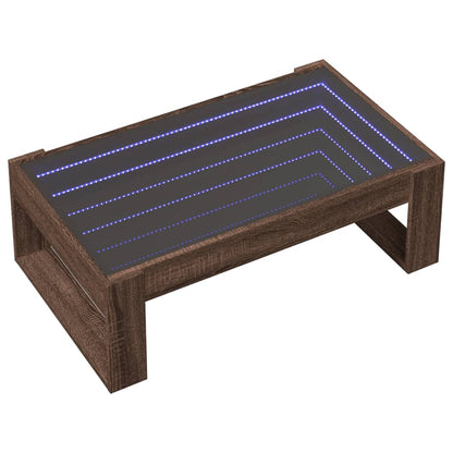 vidaXL Coffee Table with Infinity LED Brown Oak 90x53x30 cm