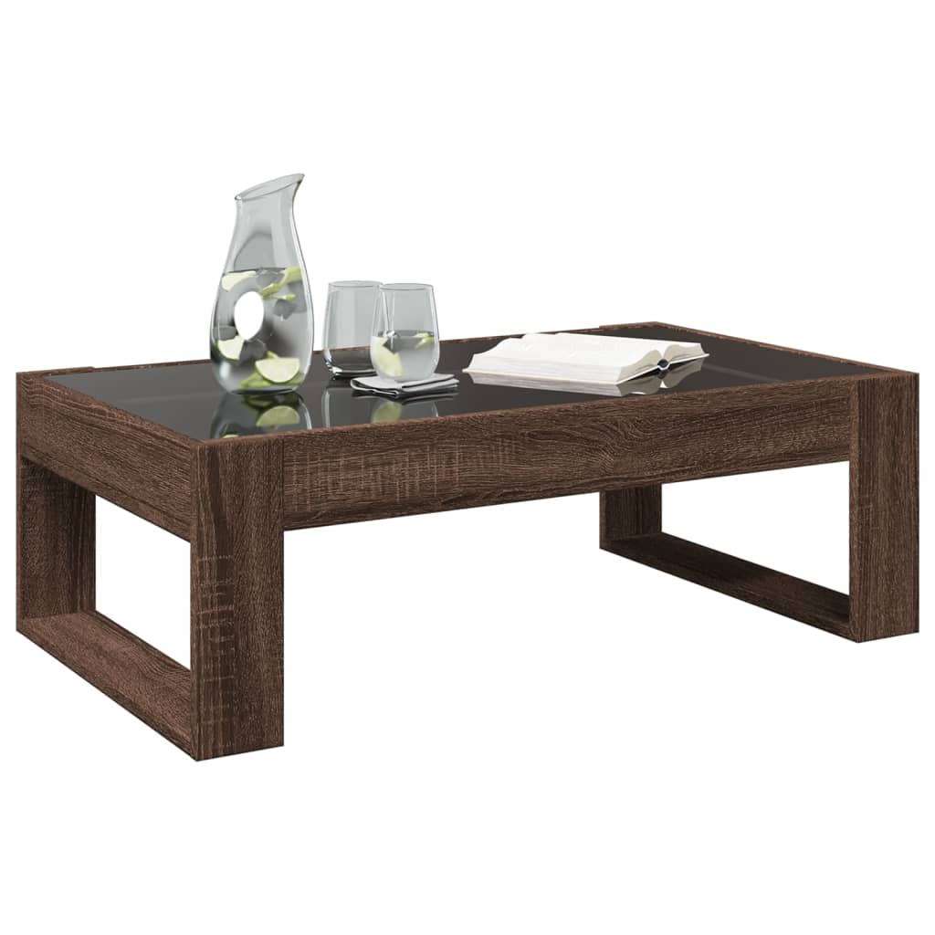 vidaXL Coffee Table with Infinity LED Brown Oak 90x53x30 cm