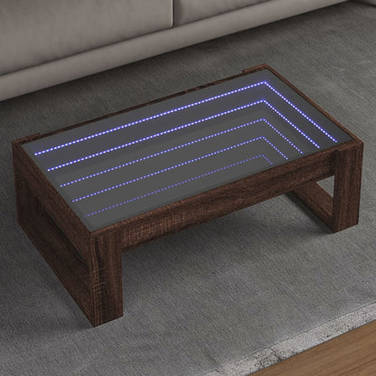 vidaXL Coffee Table with Infinity LED Brown Oak 90x53x30 cm