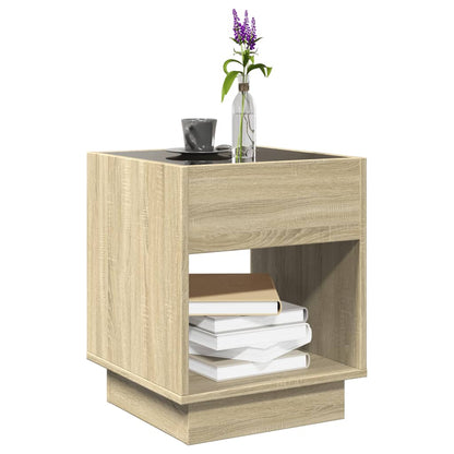 vidaXL Coffee Table with Infinity LED Sonoma Oak 40x40x50 cm