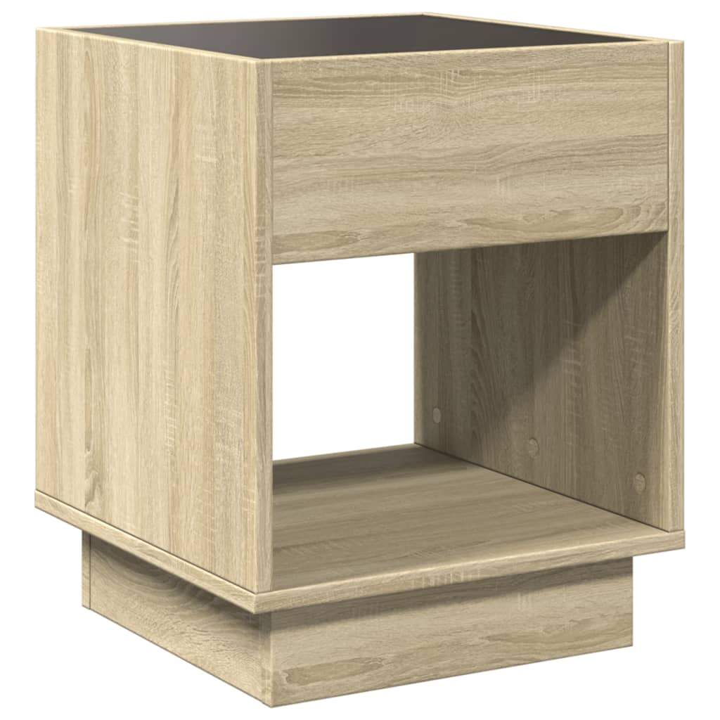 vidaXL Coffee Table with Infinity LED Sonoma Oak 40x40x50 cm