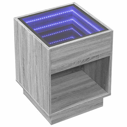 vidaXL Coffee Table with Infinity LED Grey Sonoma 40x40x50 cm