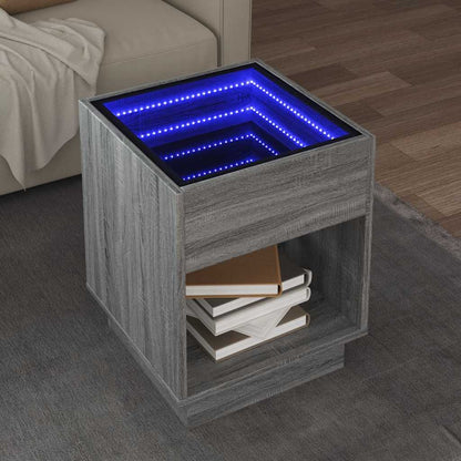 vidaXL Coffee Table with Infinity LED Grey Sonoma 40x40x50 cm