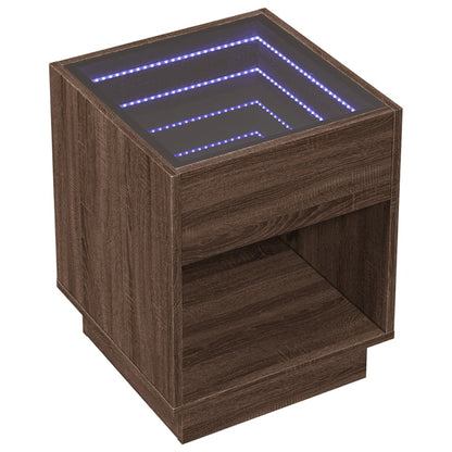 vidaXL Coffee Table with Infinity LED Brown Oak 40x40x50 cm