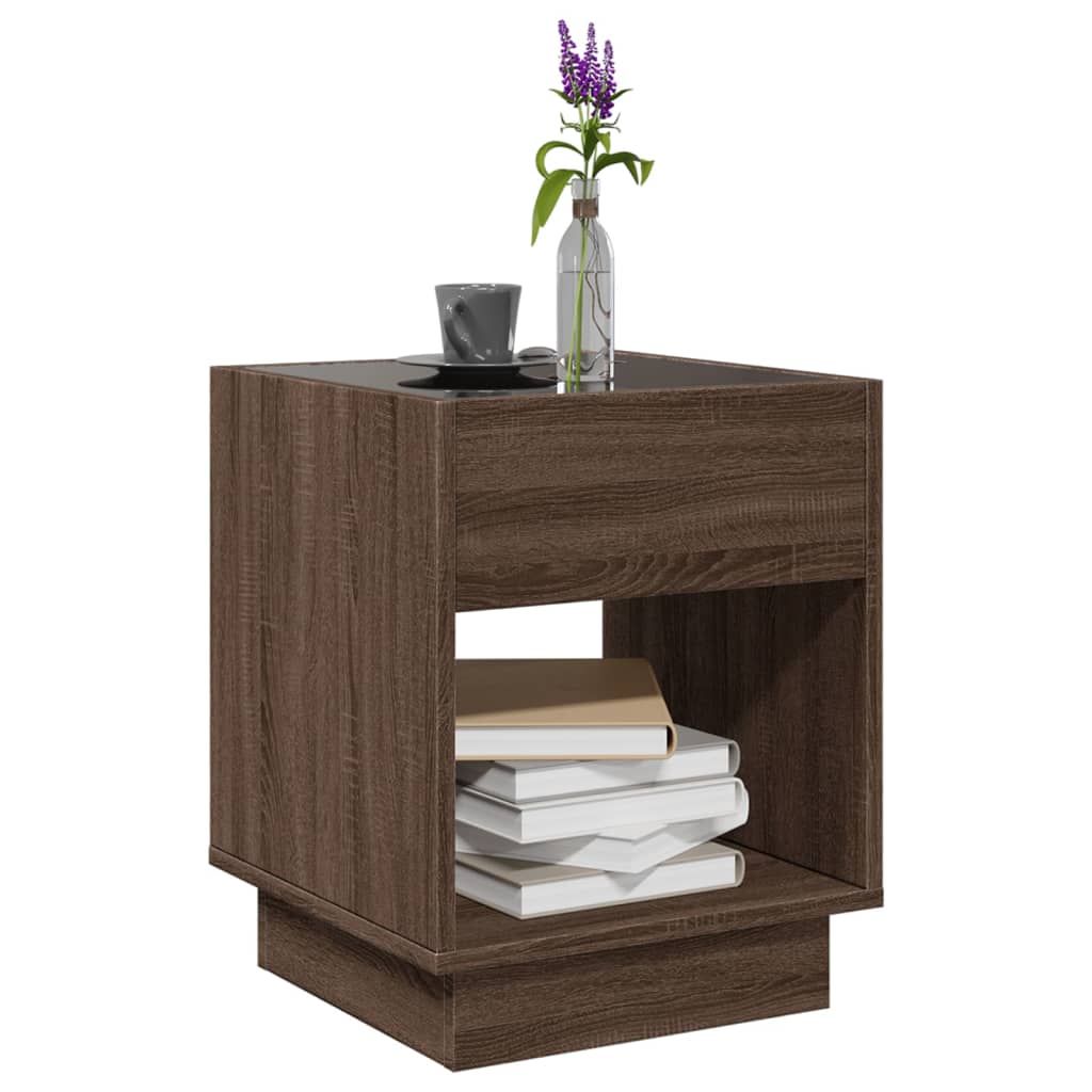 vidaXL Coffee Table with Infinity LED Brown Oak 40x40x50 cm