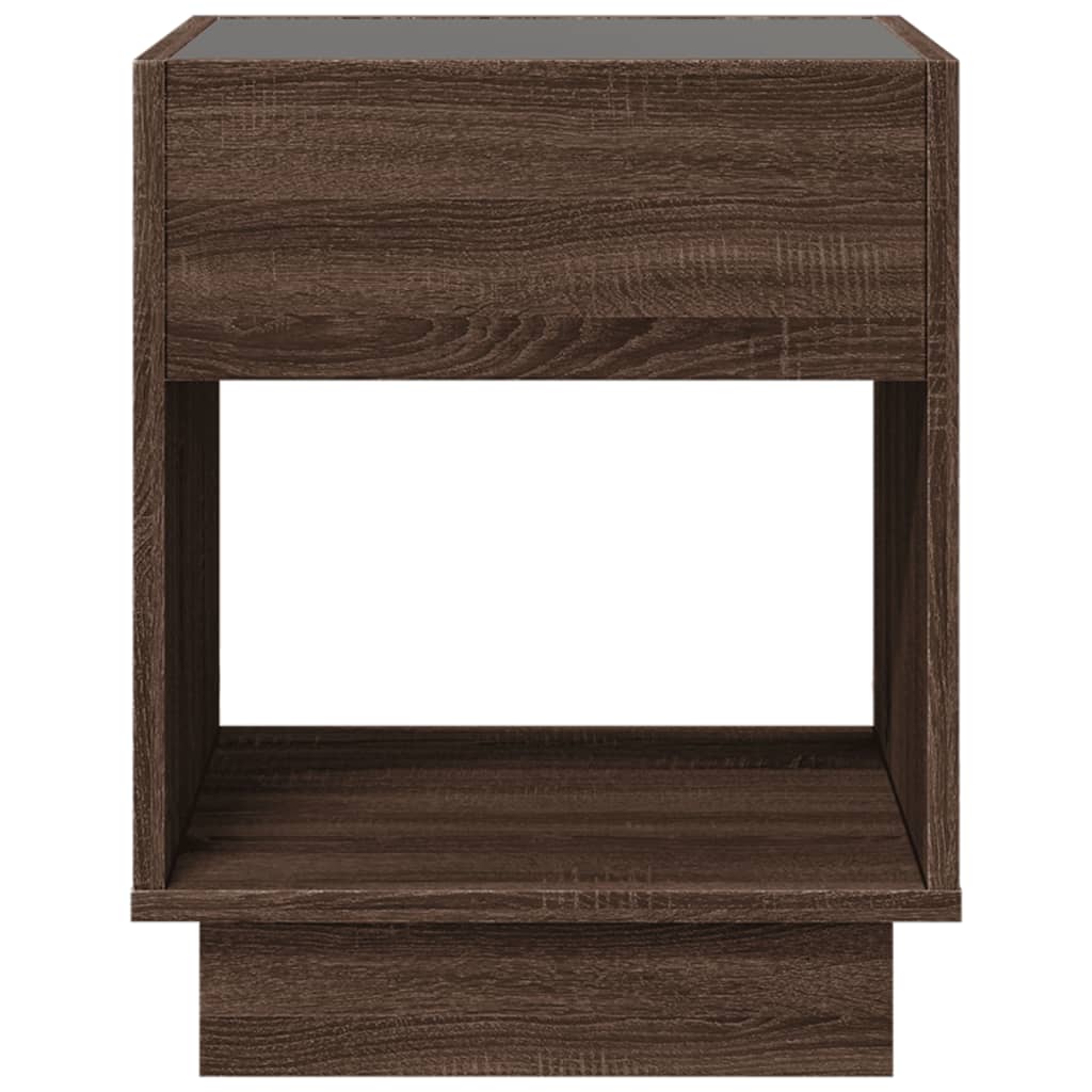 vidaXL Coffee Table with Infinity LED Brown Oak 40x40x50 cm