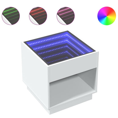 vidaXL Coffee Table with Infinity LED White 50x50x50 cm