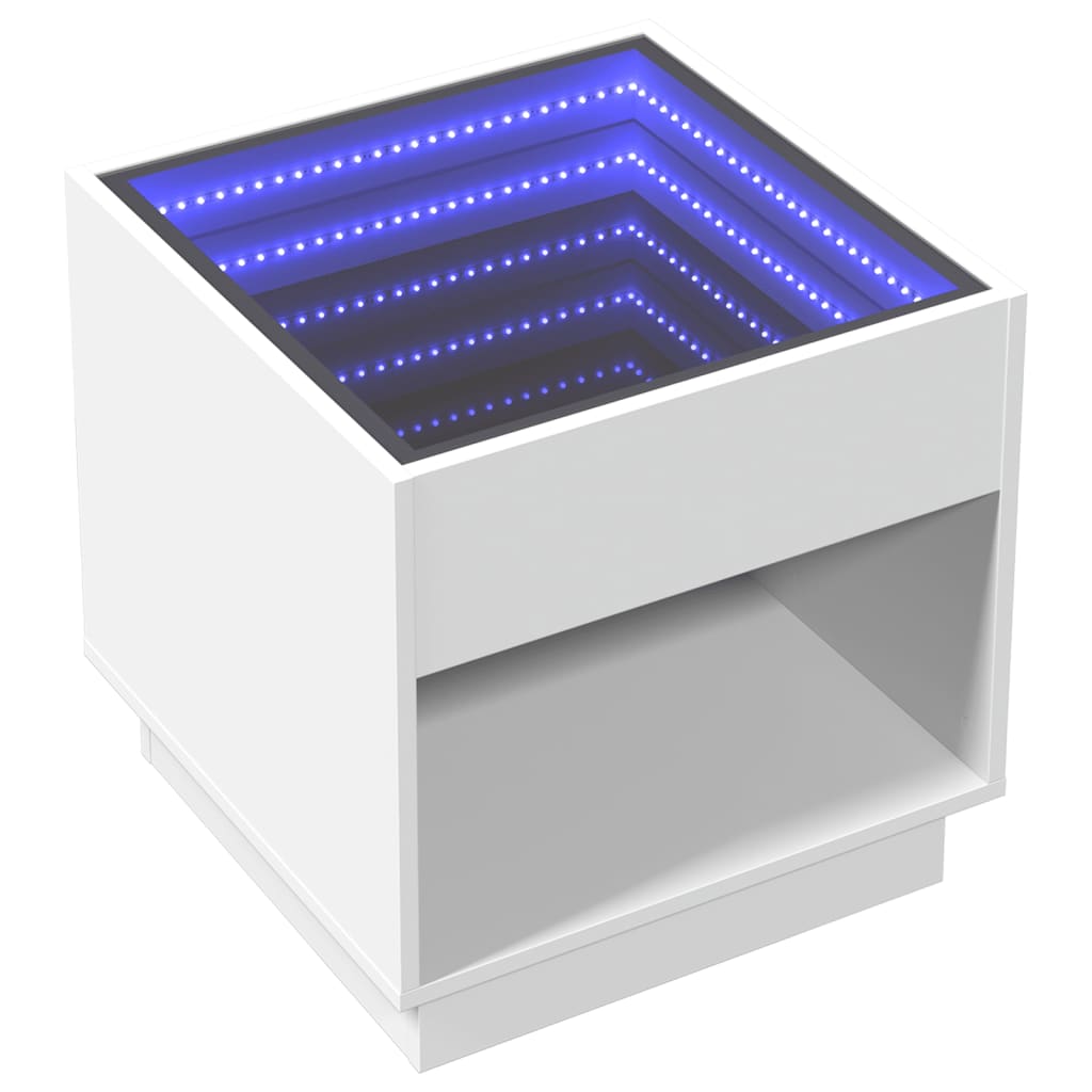 vidaXL Coffee Table with Infinity LED White 50x50x50 cm