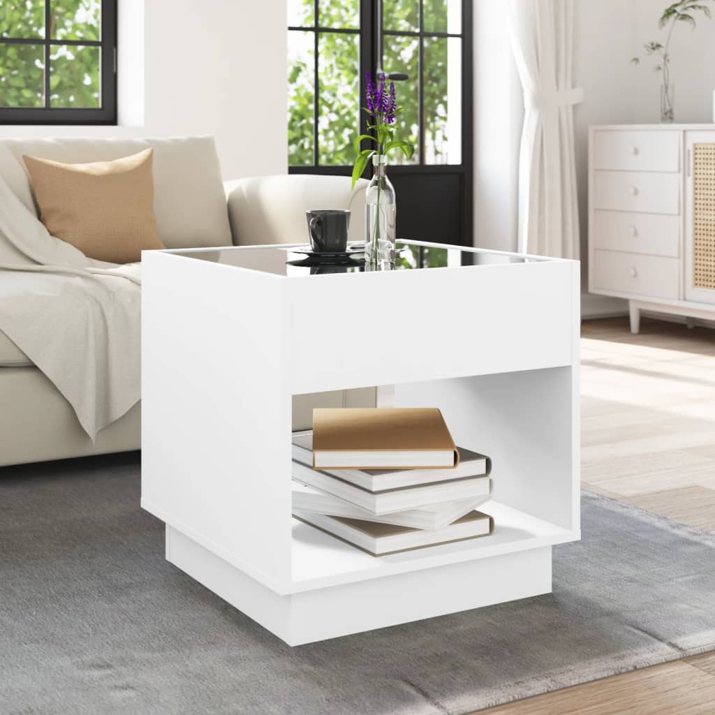 vidaXL Coffee Table with Infinity LED White 50x50x50 cm