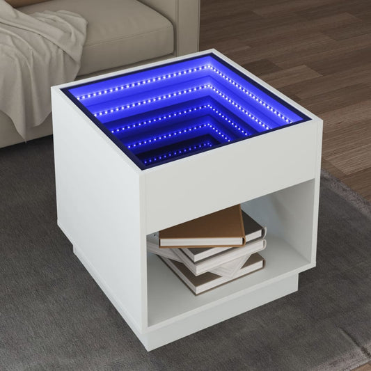vidaXL Coffee Table with Infinity LED White 50x50x50 cm