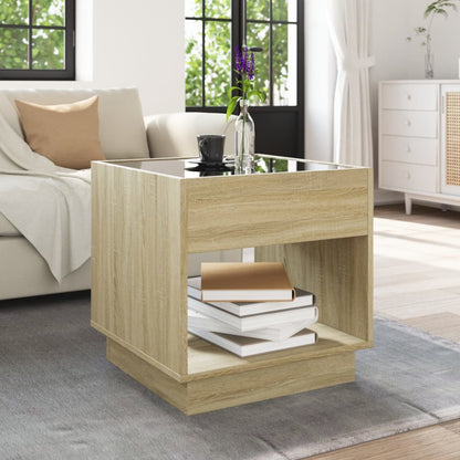 vidaXL Coffee Table with Infinity LED Sonoma Oak 50x50x50 cm