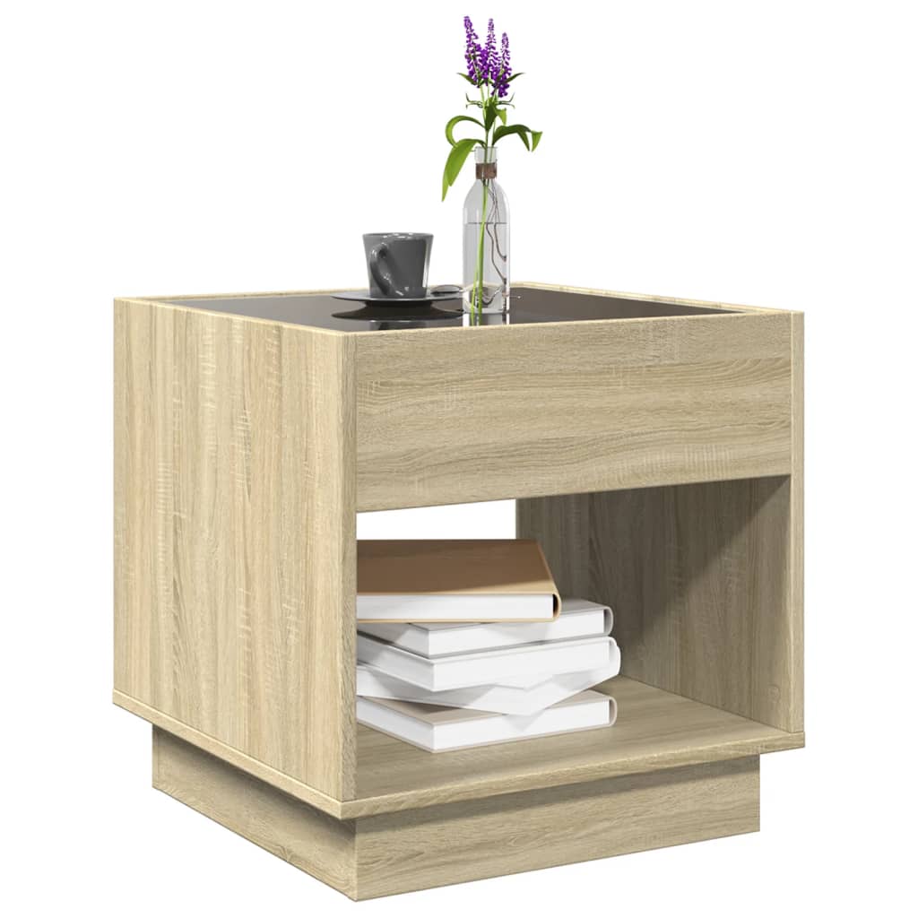 vidaXL Coffee Table with Infinity LED Sonoma Oak 50x50x50 cm