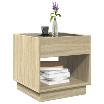 vidaXL Coffee Table with Infinity LED Sonoma Oak 50x50x50 cm