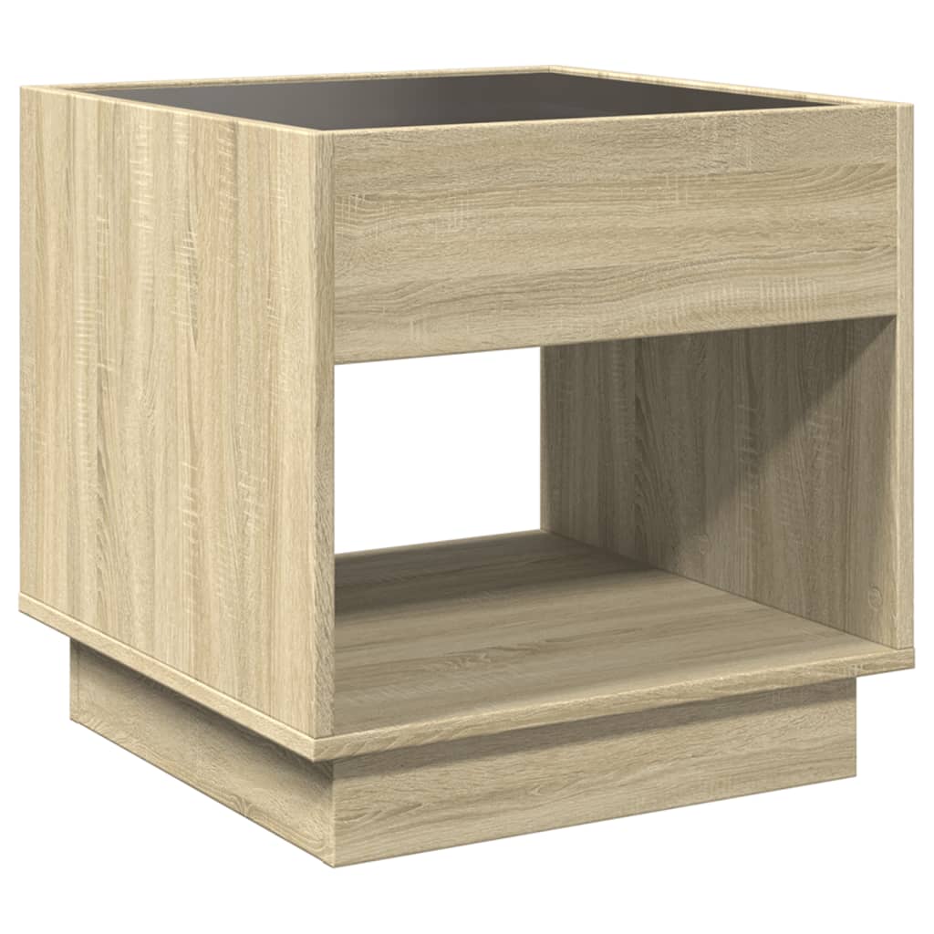 vidaXL Coffee Table with Infinity LED Sonoma Oak 50x50x50 cm