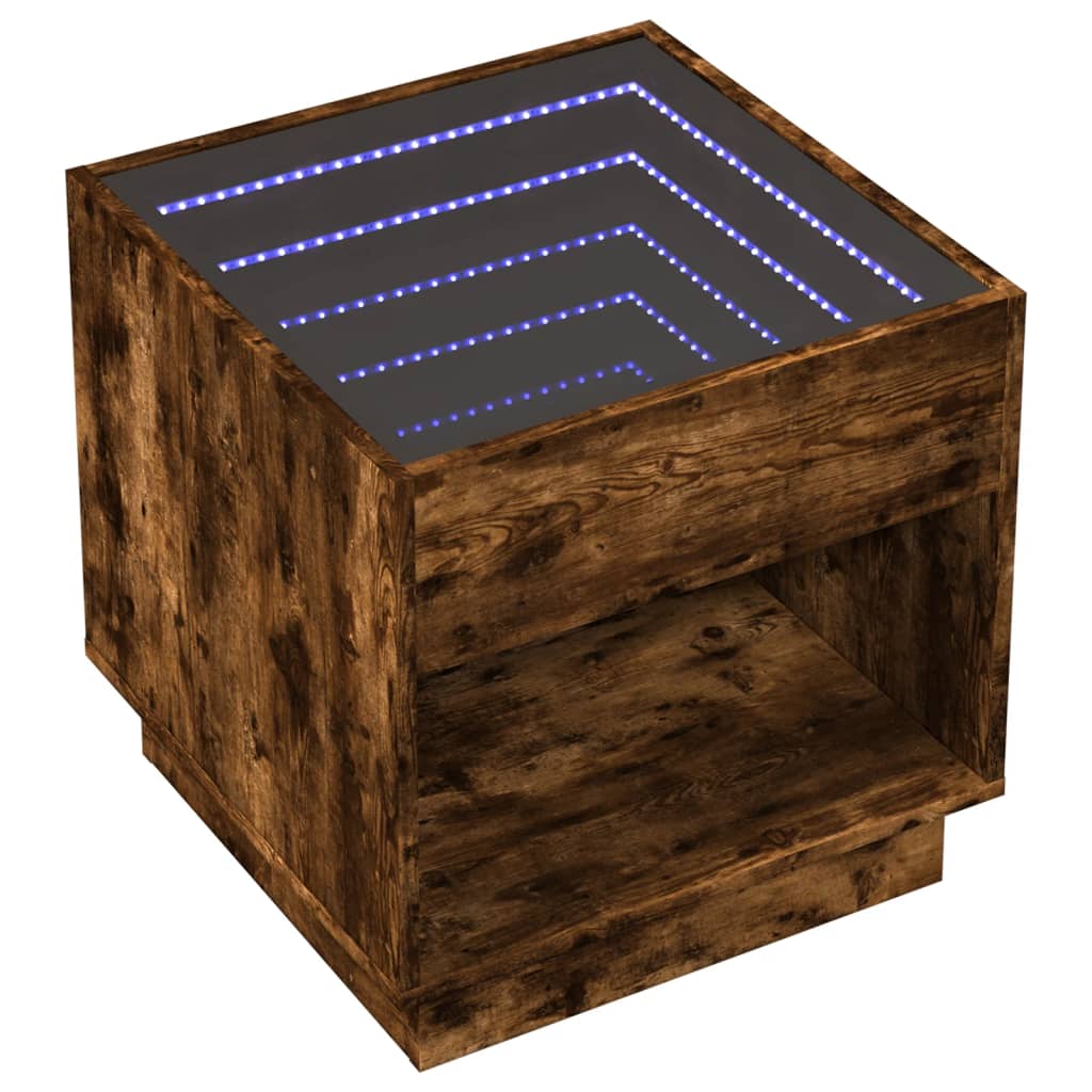 vidaXL Coffee Table with Infinity LED Smoked Oak 50x50x50 cm