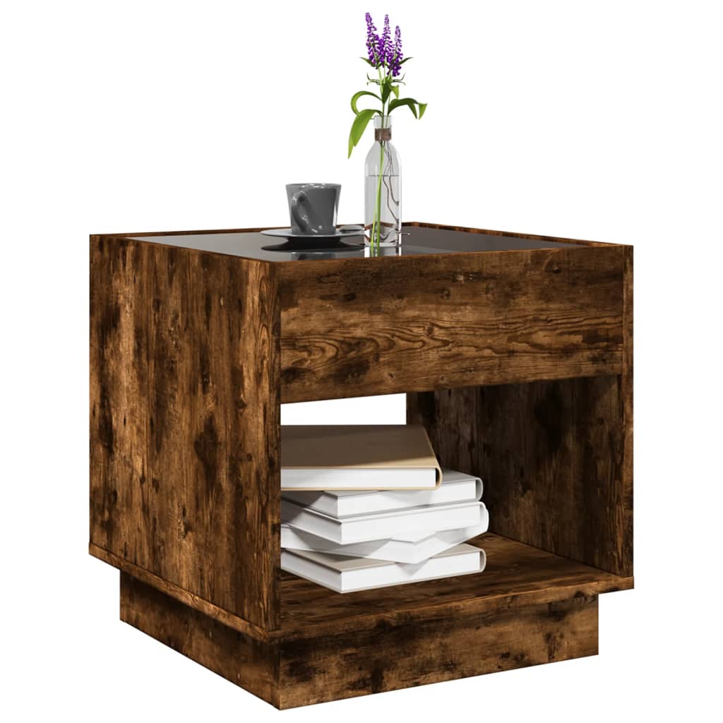 vidaXL Coffee Table with Infinity LED Smoked Oak 50x50x50 cm