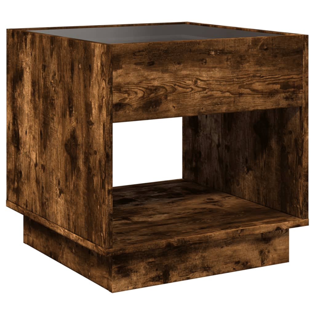 vidaXL Coffee Table with Infinity LED Smoked Oak 50x50x50 cm