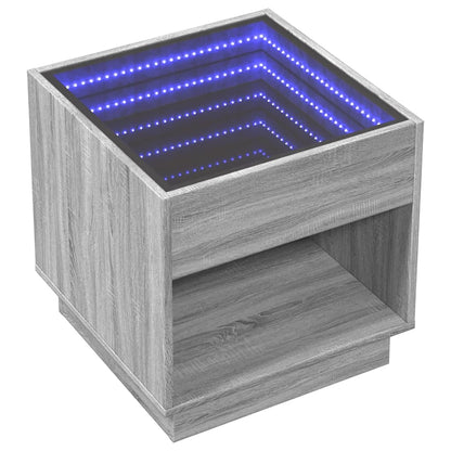 vidaXL Coffee Table with Infinity LED Grey Sonoma 50x50x50 cm