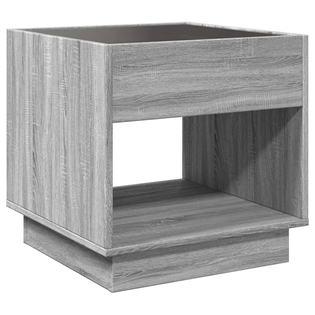 vidaXL Coffee Table with Infinity LED Grey Sonoma 50x50x50 cm