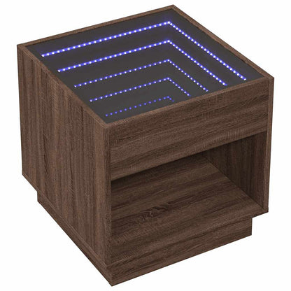 vidaXL Coffee Table with Infinity LED Brown Oak 50x50x50 cm