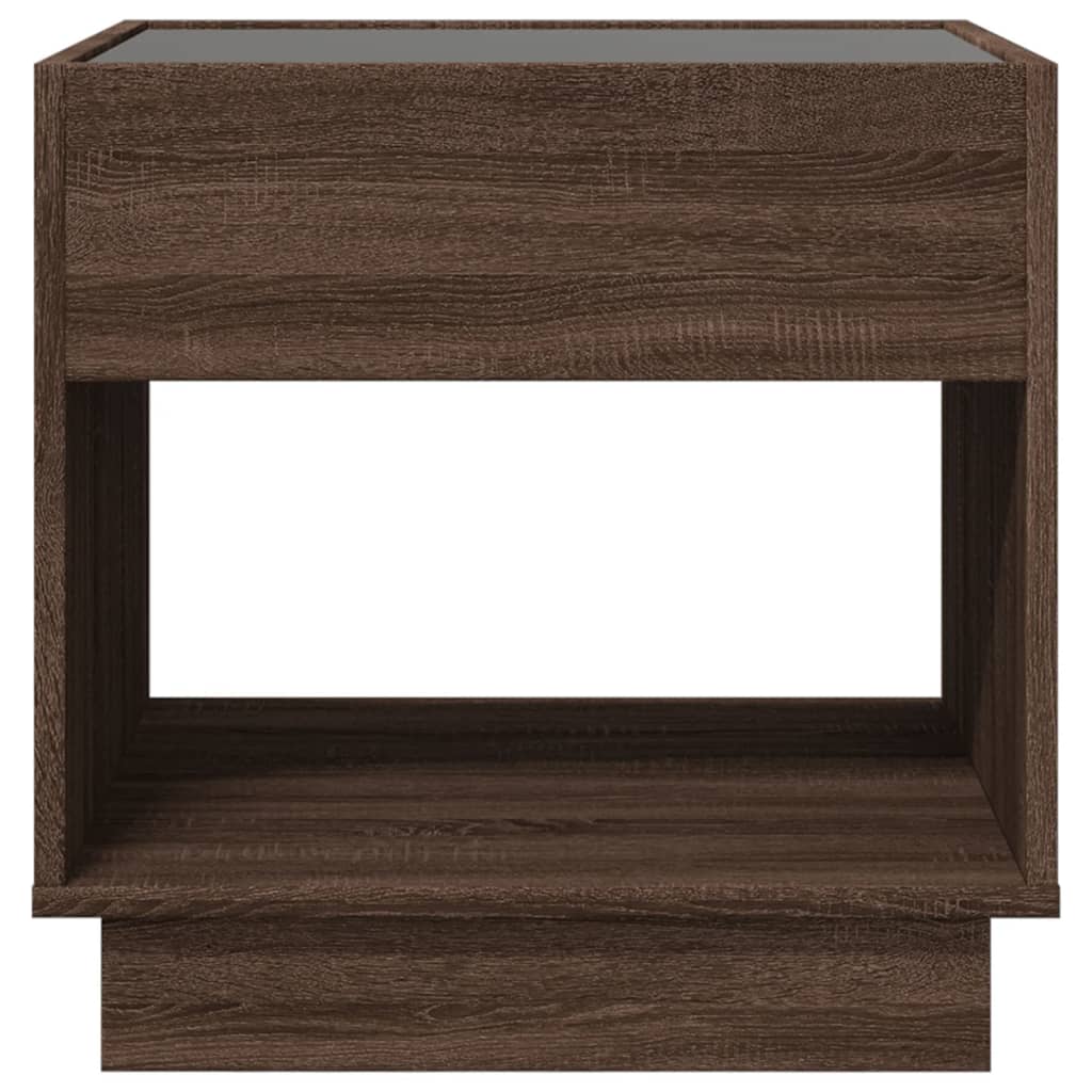 vidaXL Coffee Table with Infinity LED Brown Oak 50x50x50 cm
