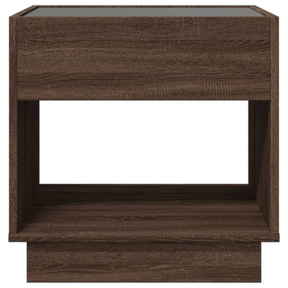 vidaXL Coffee Table with Infinity LED Brown Oak 50x50x50 cm