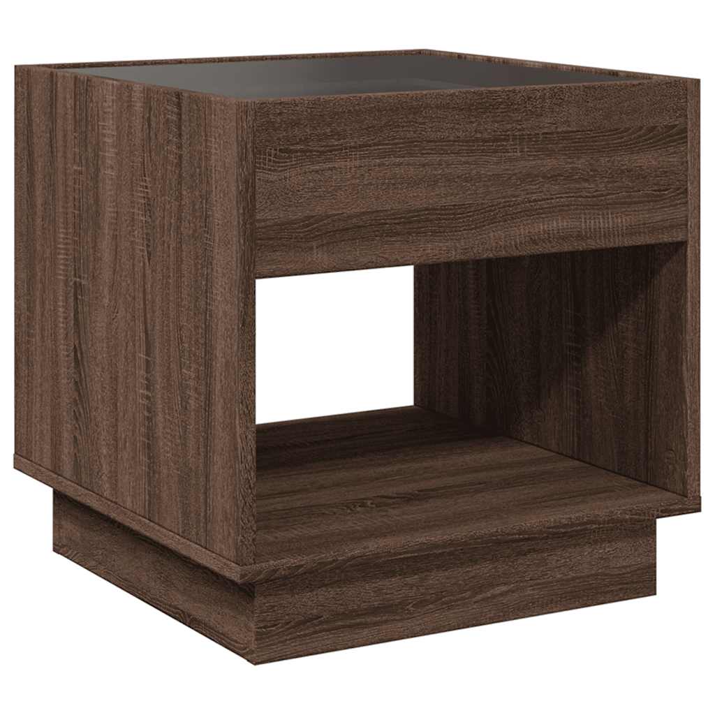 vidaXL Coffee Table with Infinity LED Brown Oak 50x50x50 cm