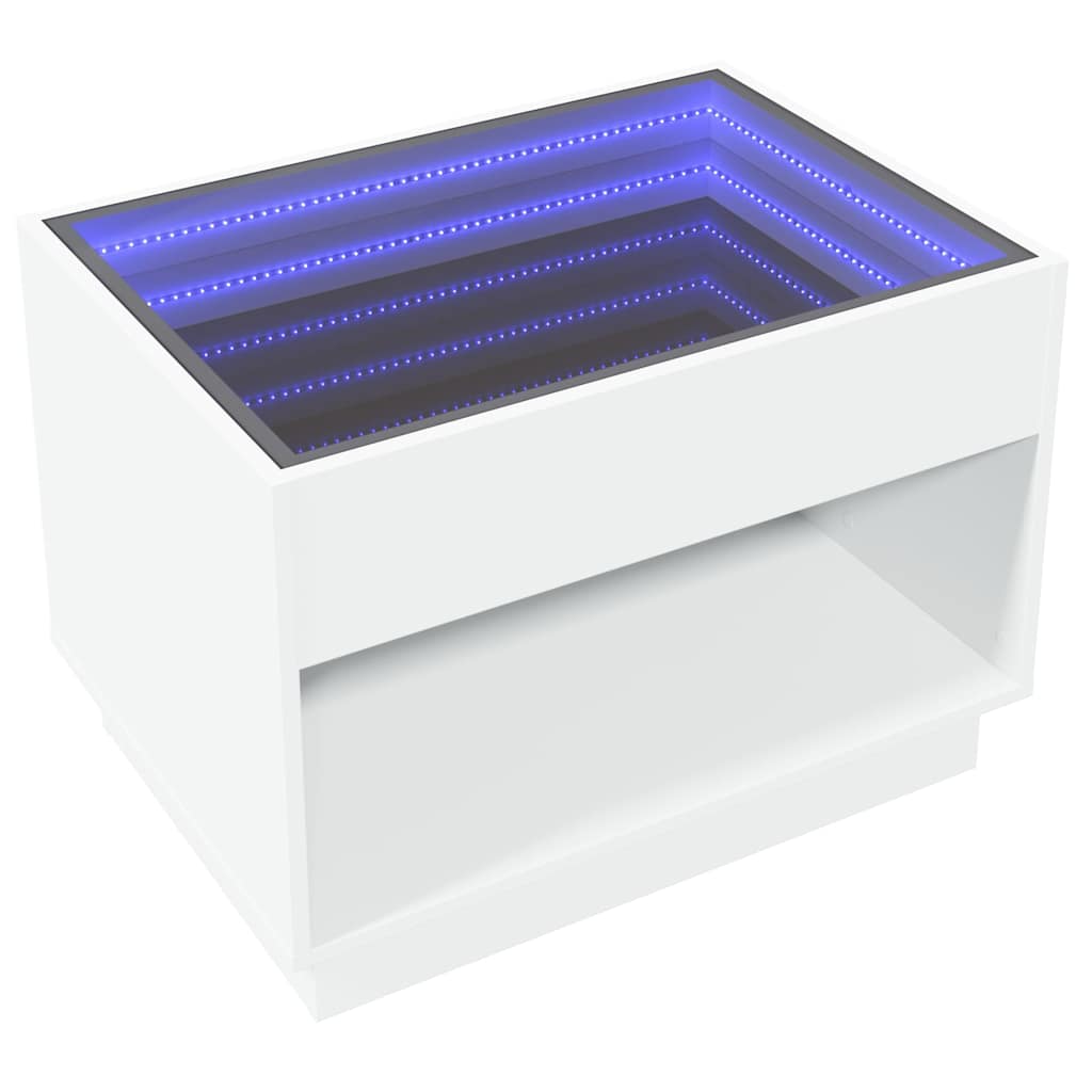 vidaXL Coffee Table with Infinity LED White 70x50x50 cm
